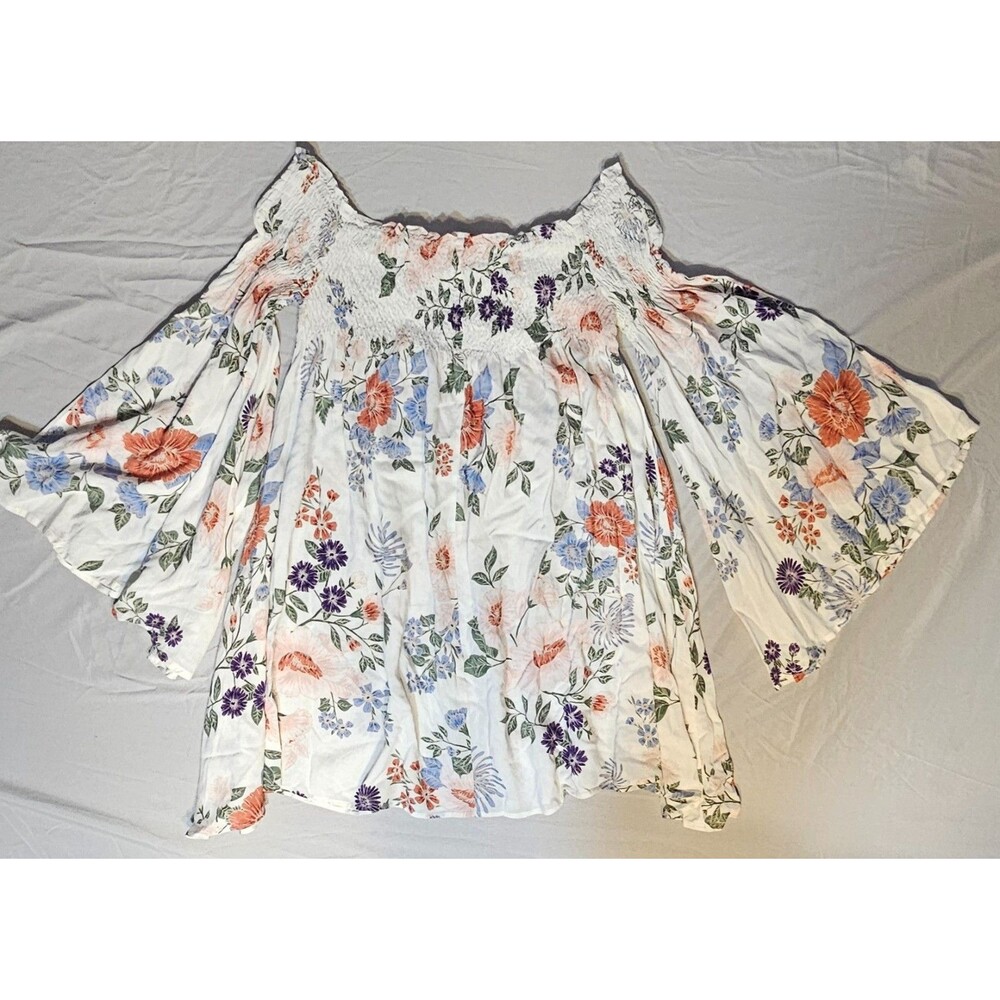 Women’s Off The Shoulder Floral Boho/Fairy/Whimsy/Romantic/Cottage Sz M - Picture 6 of 8